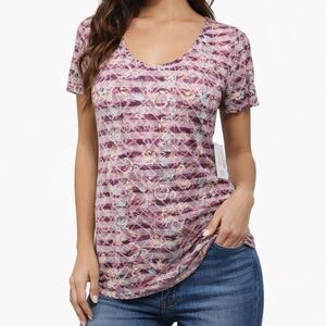 Lula Roe Maroon Stripe Tee. New with tags. Size XS. Classic Tee